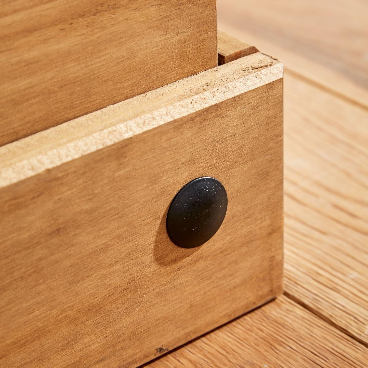 Rustic Solid Pine Ottoman Storage Chest with Hinged Lid & Safety Catch