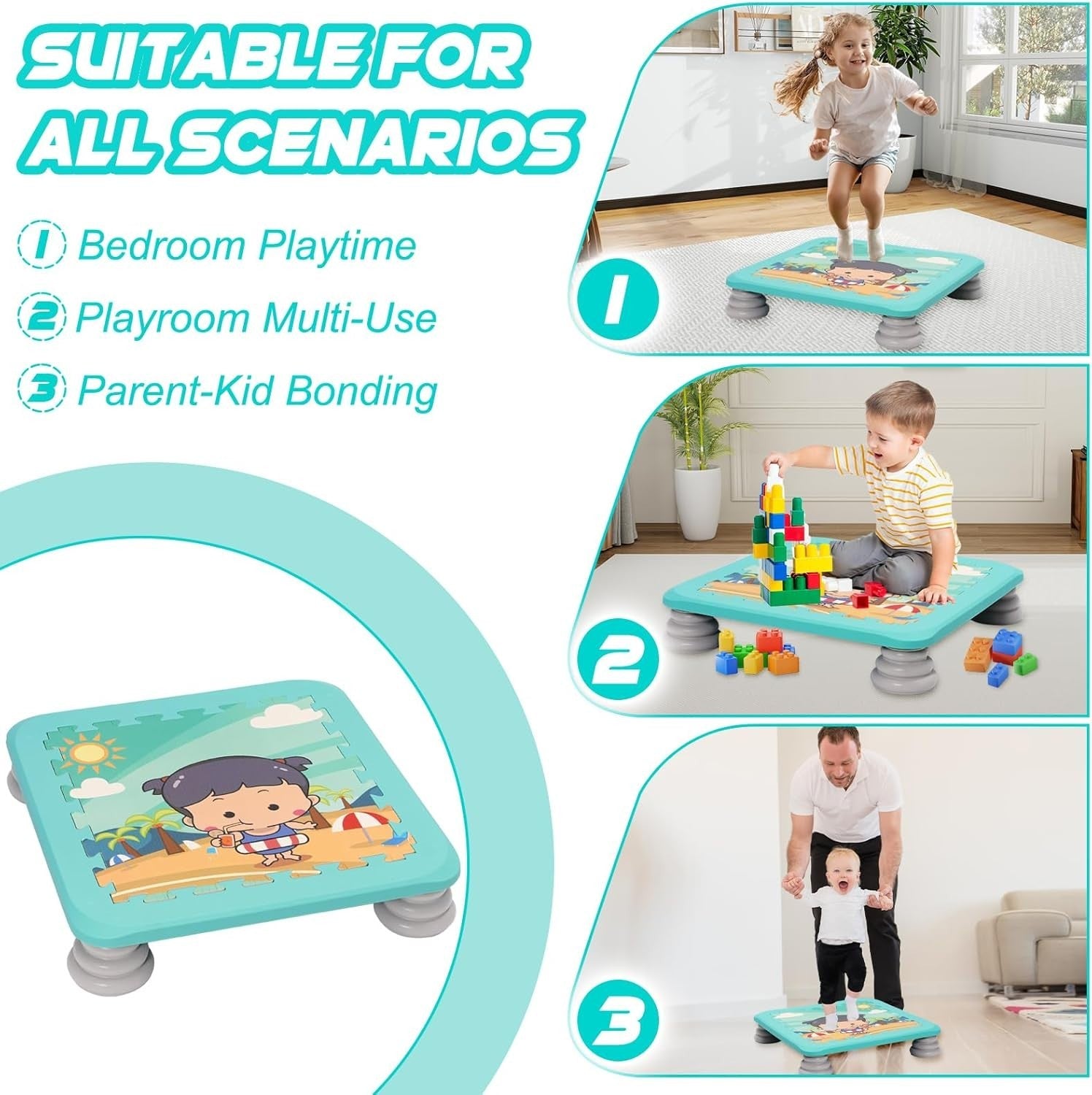 Sensory Trampoline Board for Kids Non-Slip Indoor Outdoor 75KG