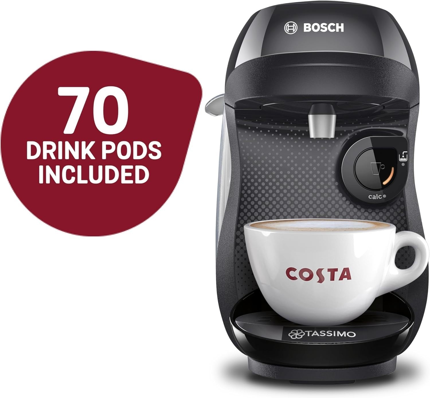 Pod Coffee Machine Starter Bundle 70 Drinks | One-Touch Brew | Adjustable Size