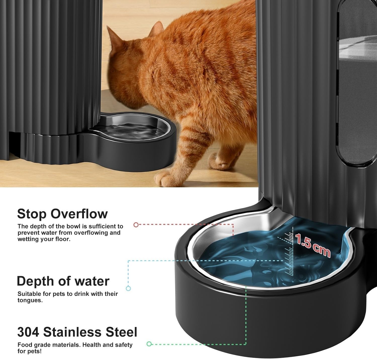 2 in 1 Gravity Pet Feeder Water Dispenser 3L Auto Food Station Black
