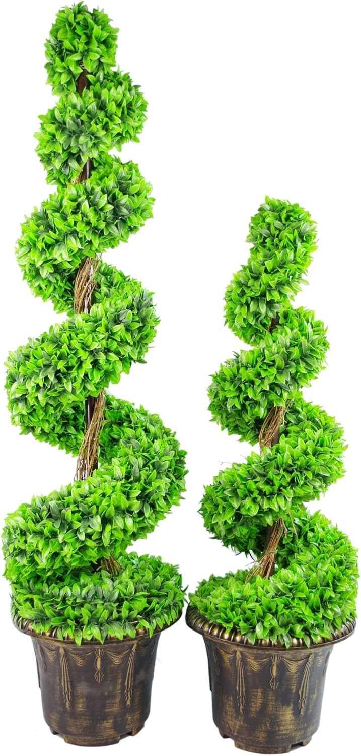 Artificial Spiral Topiary Tree 120cm Large Leaf Potted Decorative Planter Home