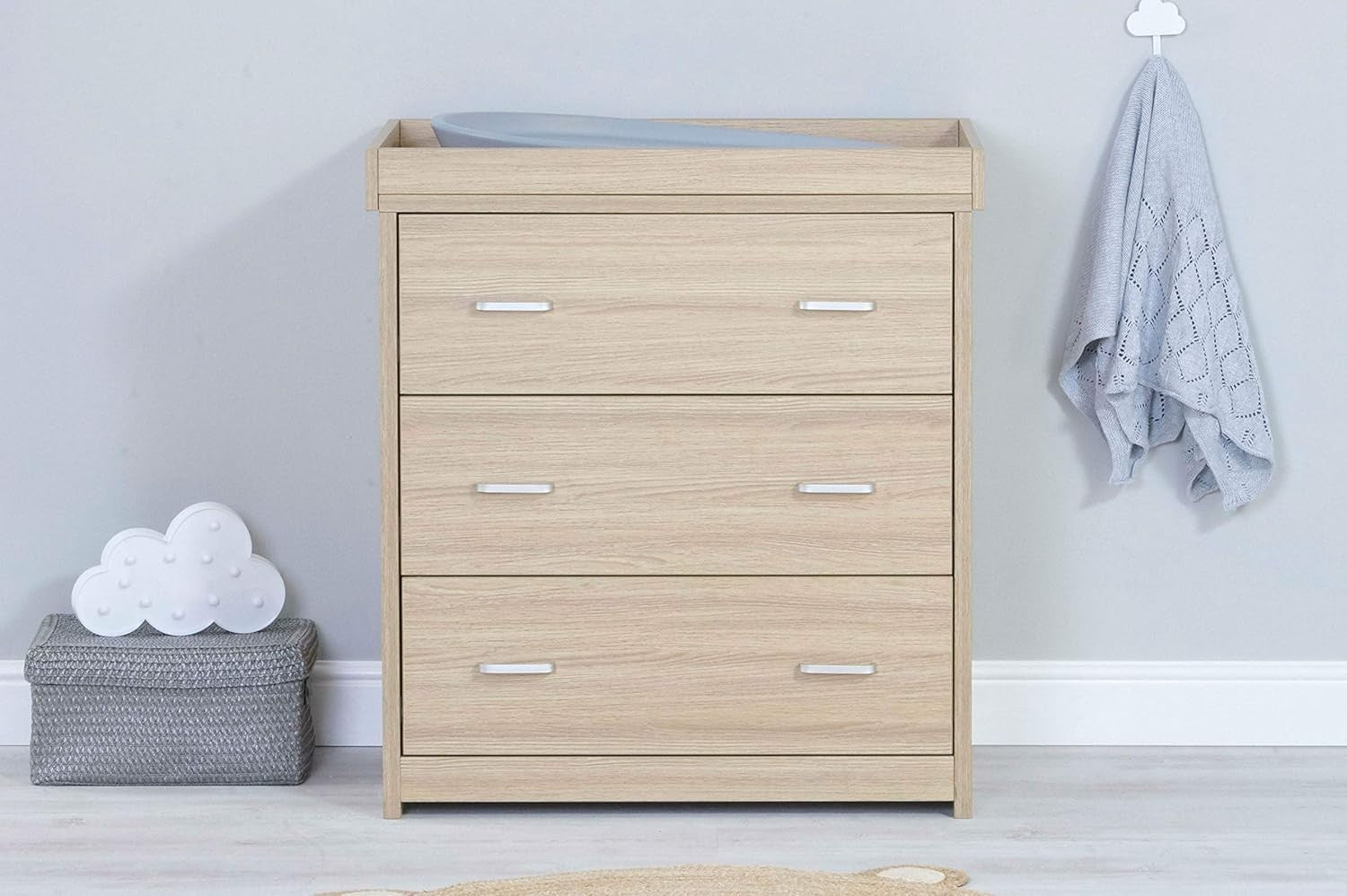 Nursery Furniture Set Cot Bed Wardrobe Chest Drawers Solid Wood Oak 2Pcs