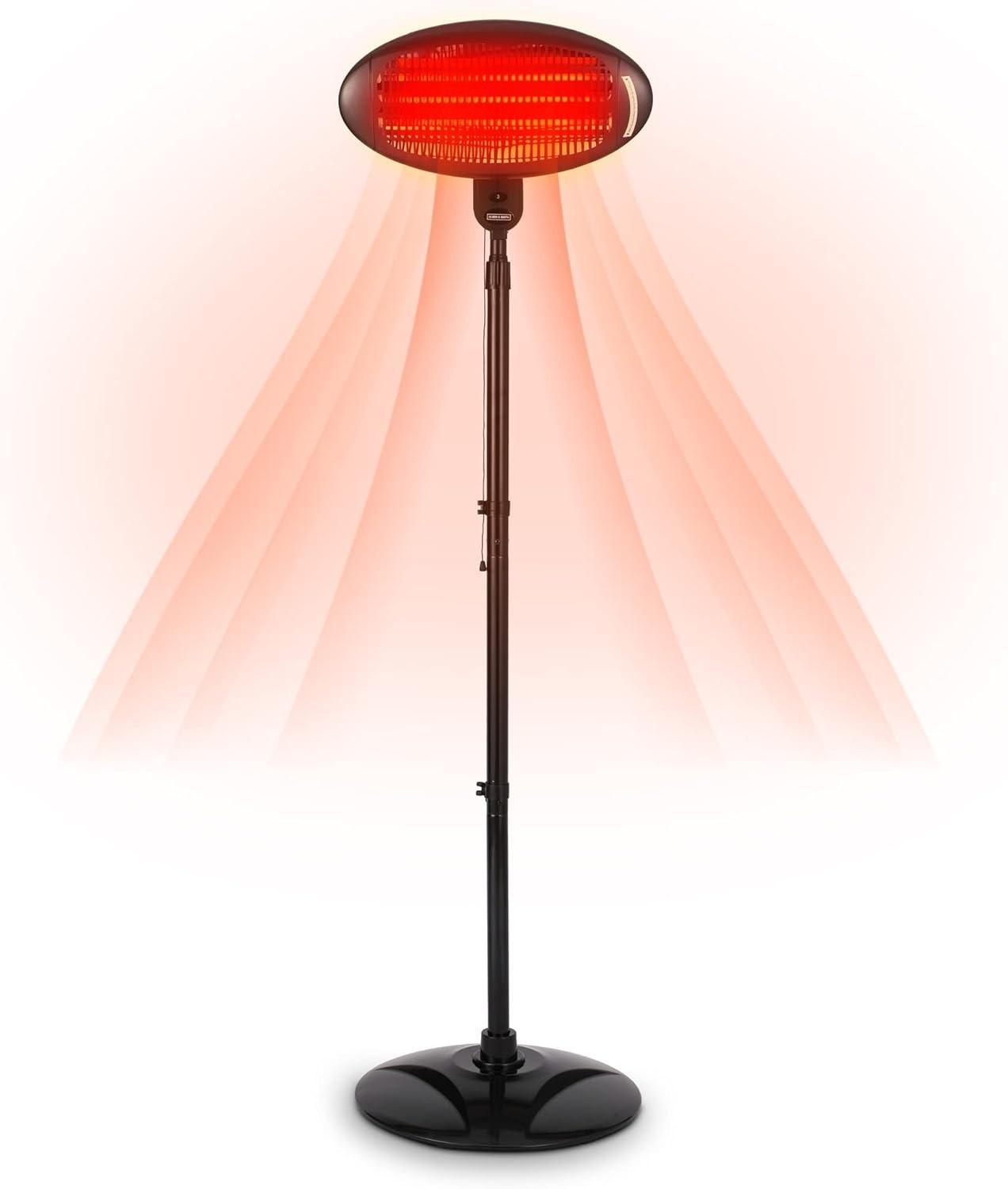 Outdoor Electric Patio Heater 2KW Freestanding Quartz Waterproof 3 Heat Settings
