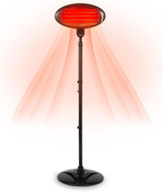 Outdoor Electric Patio Heater 2KW Freestanding Quartz Waterproof 3 Heat Settings