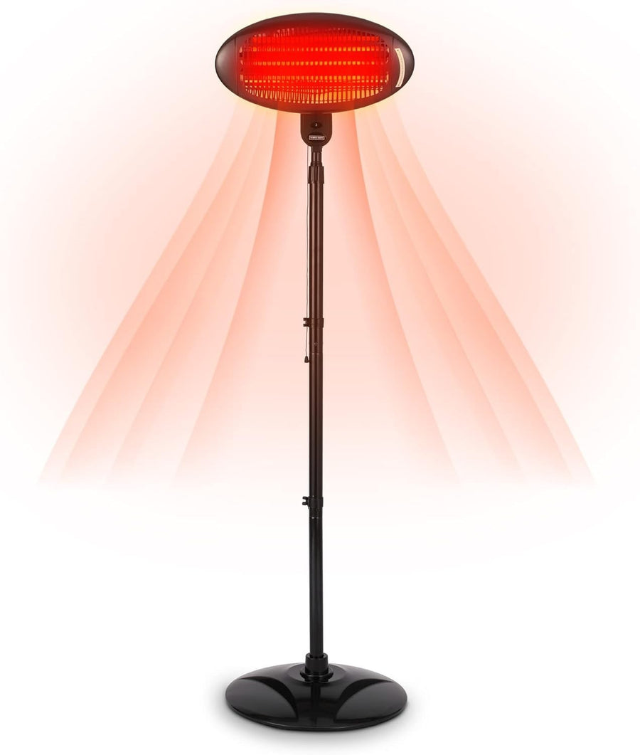 Outdoor Electric Patio Heater 2KW Freestanding Quartz Waterproof 3 Heat Settings