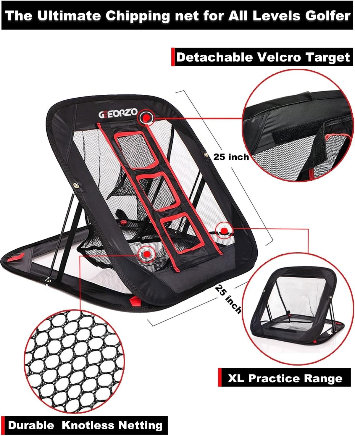 Golf Chipping Net Pop Up Practice Set w/ Balls Dual Mats Indoor Outdoor