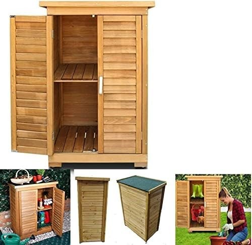 Wooden Garden Tool Shed 69x43x96cm Outdoor Storage Cabinet Natural