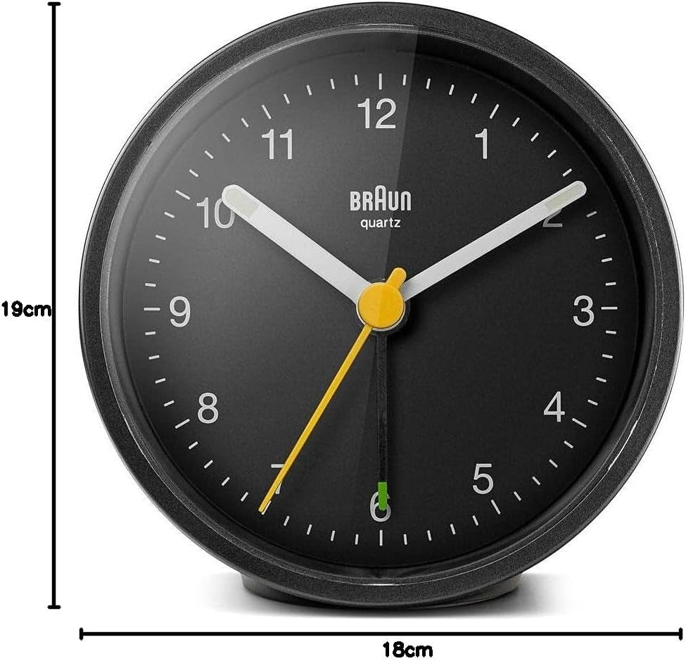 Black Analogue Alarm Clock Quiet Sweep Snooze Light 2 Pack Bedside