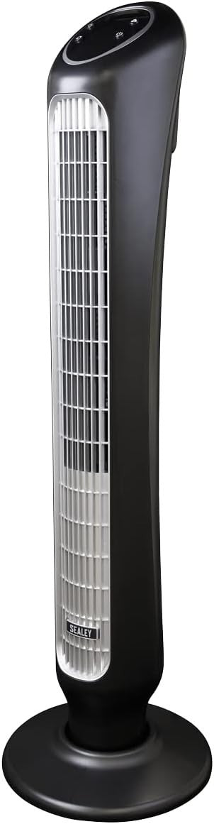 Quiet 43" Tower Fan 5-Speed Oscillating Cooling Air Circulator w/ Remote Silver