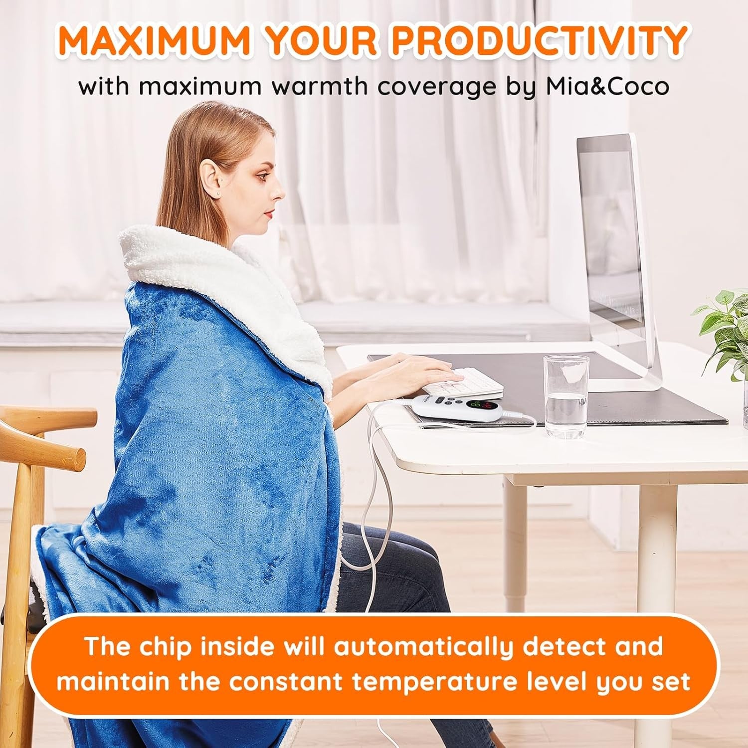 Electric Heated Throw Blanket Fast Heat 10 Levels Sherpa Flannel 180x130cm
