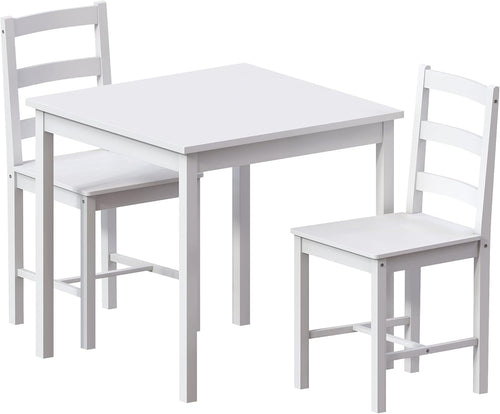 White Dining Table Set 2 Chairs | Compact Kitchen Small Space Furniture