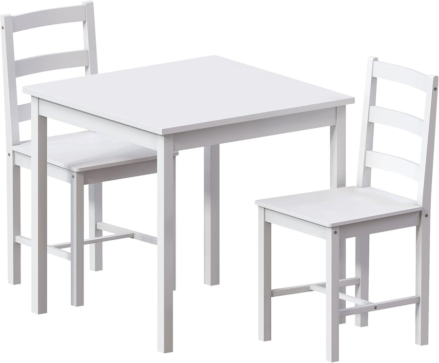 White Dining Table Set 2 Chairs | Compact Kitchen Small Space Furniture