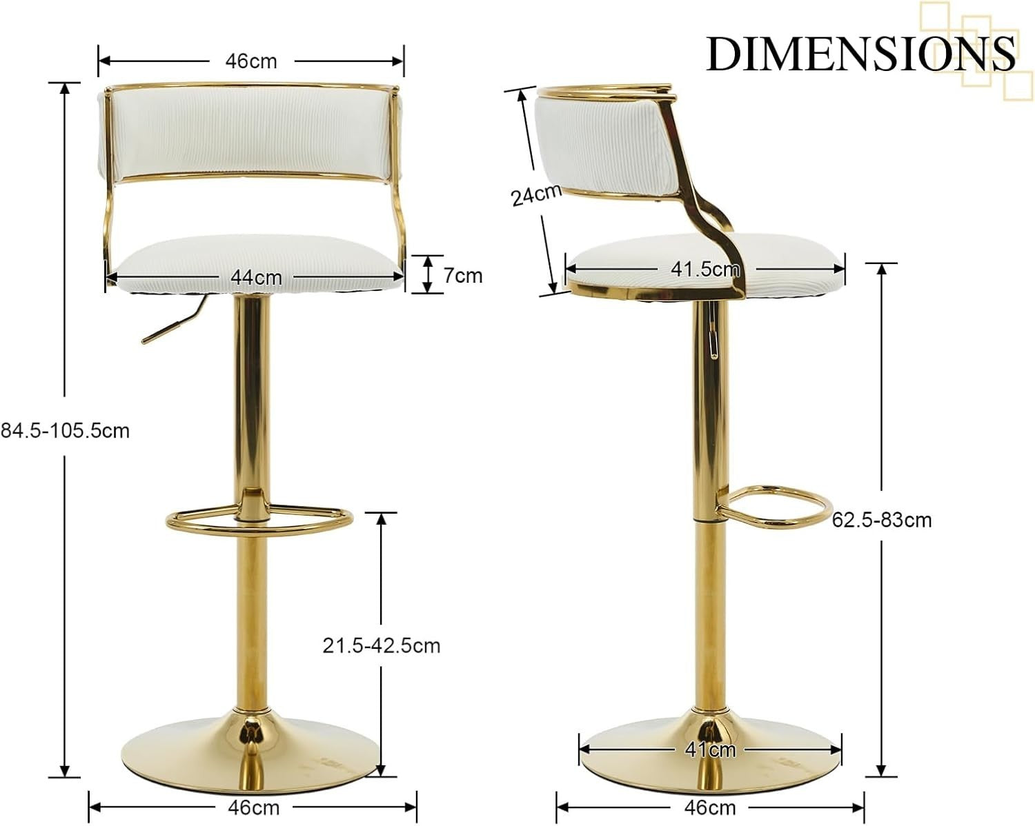 Beige Velvet Swivel Bar Stools Set of 2 – Adjustable Counter Chairs
