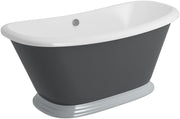 1770x785mm Oval Freestanding Shower Bath Grey Acrylic Double Ended Tub