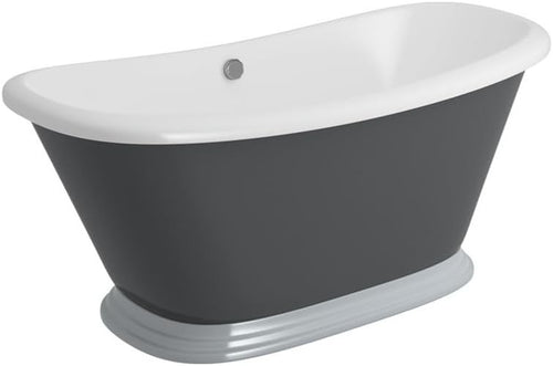 1770x785mm Oval Freestanding Shower Bath Grey Acrylic Double Ended Tub