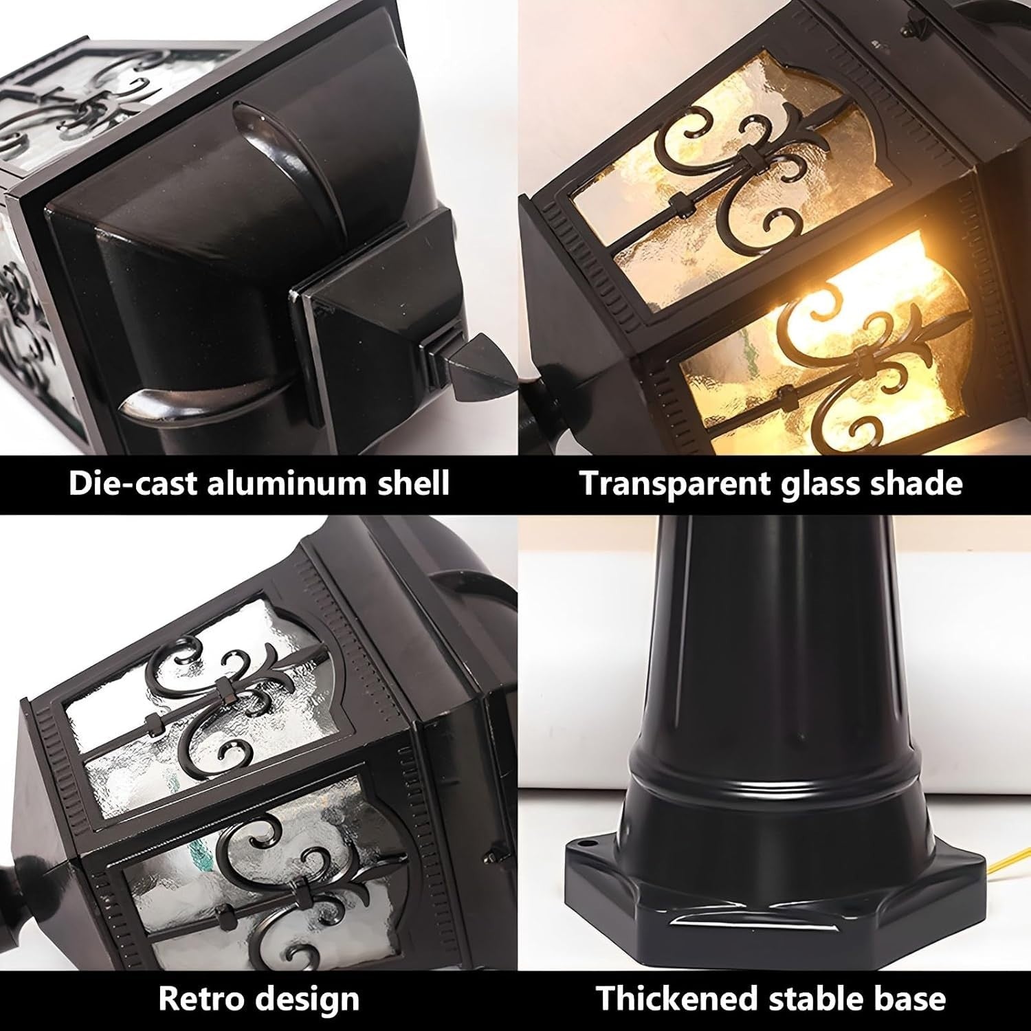 Vintage Outdoor Lamp Post, IP55 Waterproof Garden Light, Antique Black, 170CM
