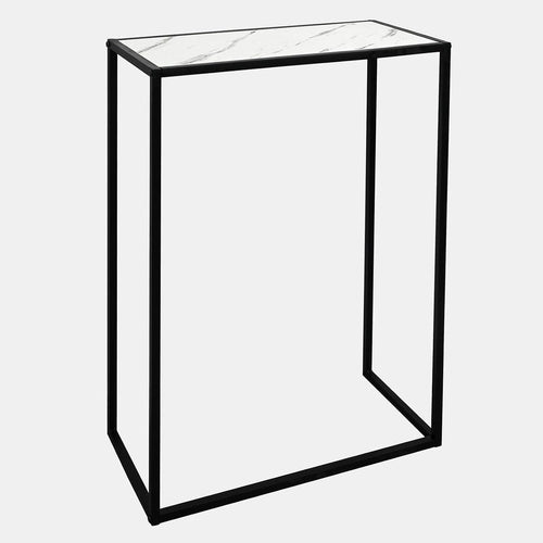 Slim Marble Look Console Table with Sturdy Metal Frame – Space Saving