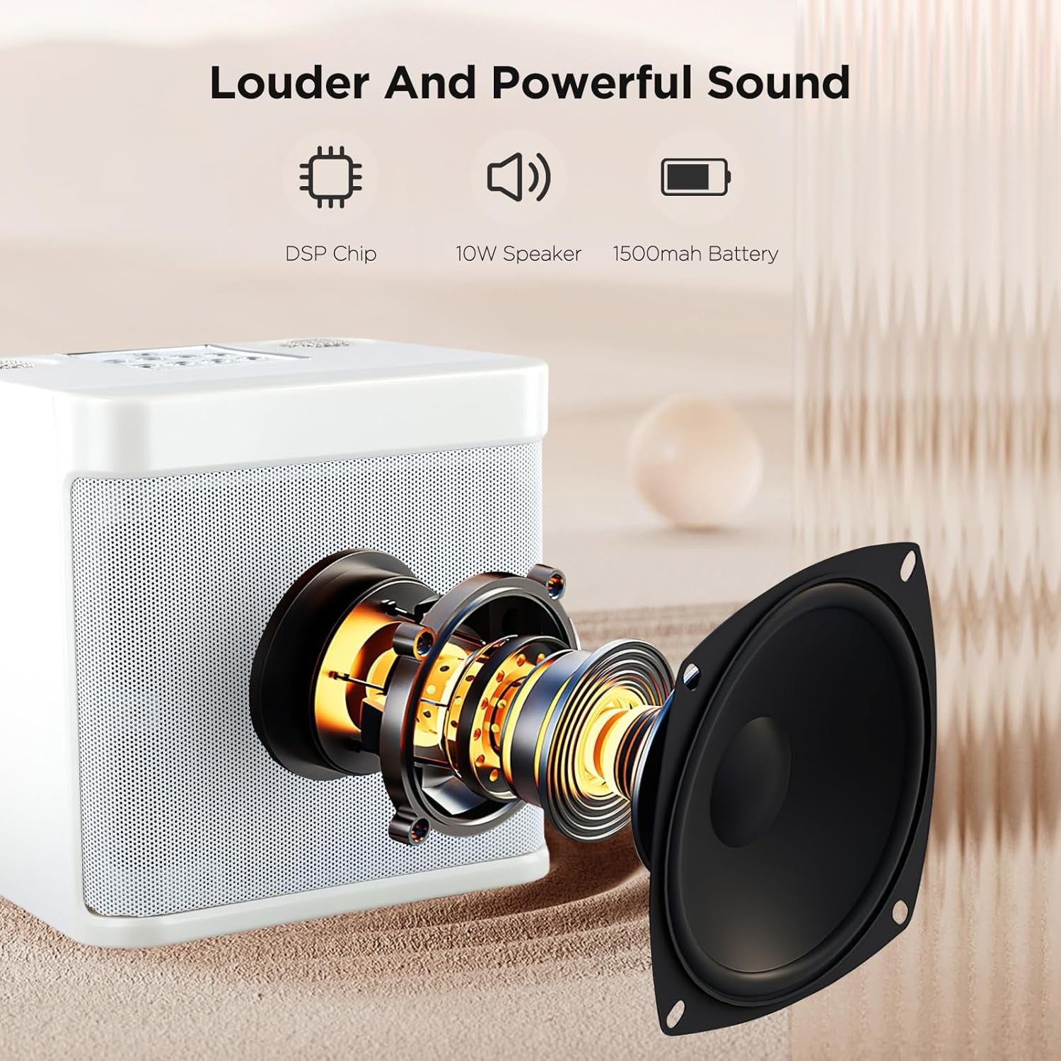Portable Karaoke Machine 2 Wireless Mics Bluetooth PA System White