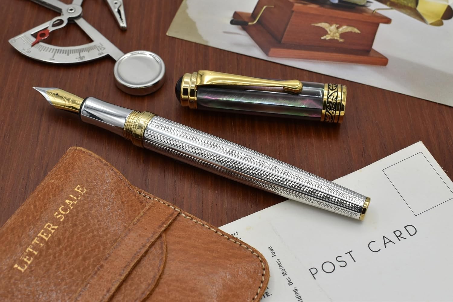Luxury Black Mother of Pearl Fountain Pen Medium Nib Refillable 148mm