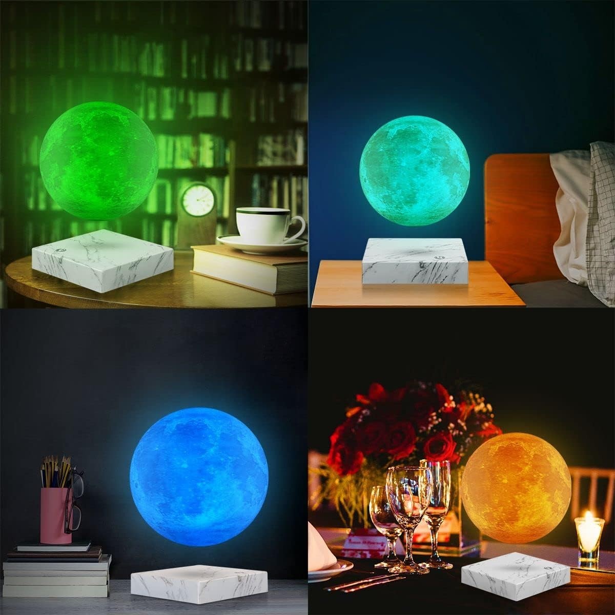 Magnetic Floating Moon Lamp 16 Colors, Rotating 3D LED Night Light 22cm