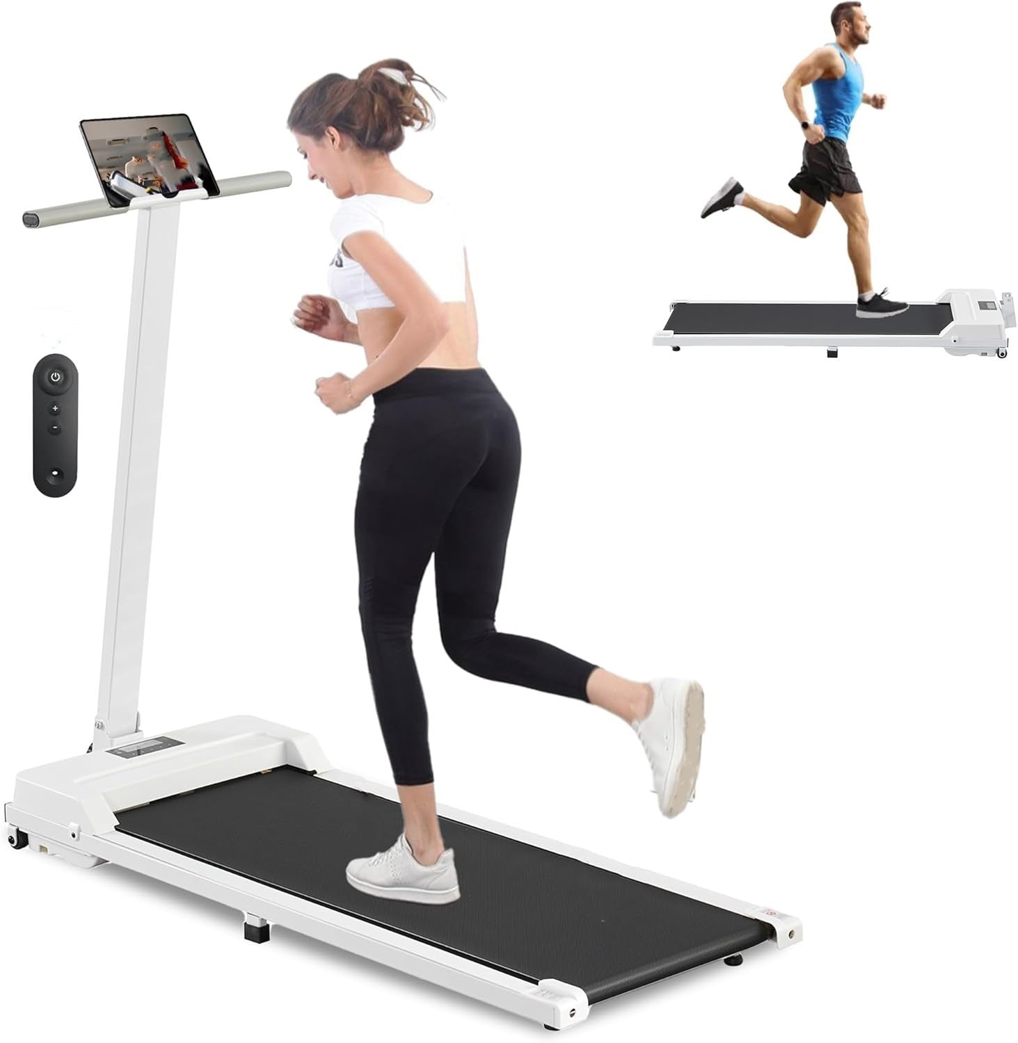 3-in-1 Foldable Walking Pad 2.5HP Wide Belt Under Desk Treadmill Remote & LED