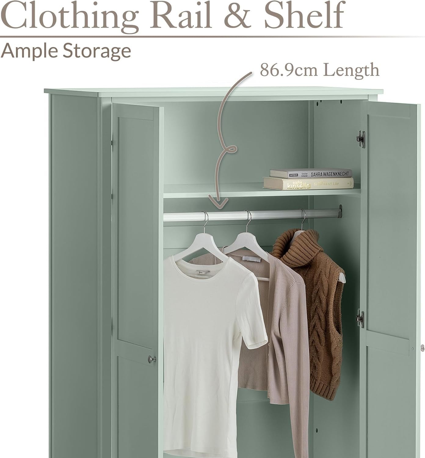 Double Wardrobe with Drawer | Soft Close Doors | Clothes Rail & Shelf Storage
