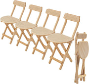 Set of 4 Folding Wooden Rattan Dining Chairs Space Saving Farmhouse Style