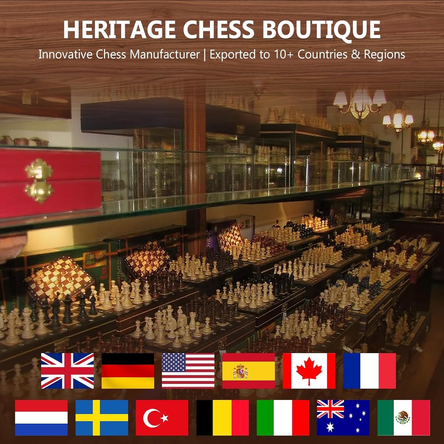 38cm Wooden Magnetic Folding Chess Set with Extra Queens & Storage Case