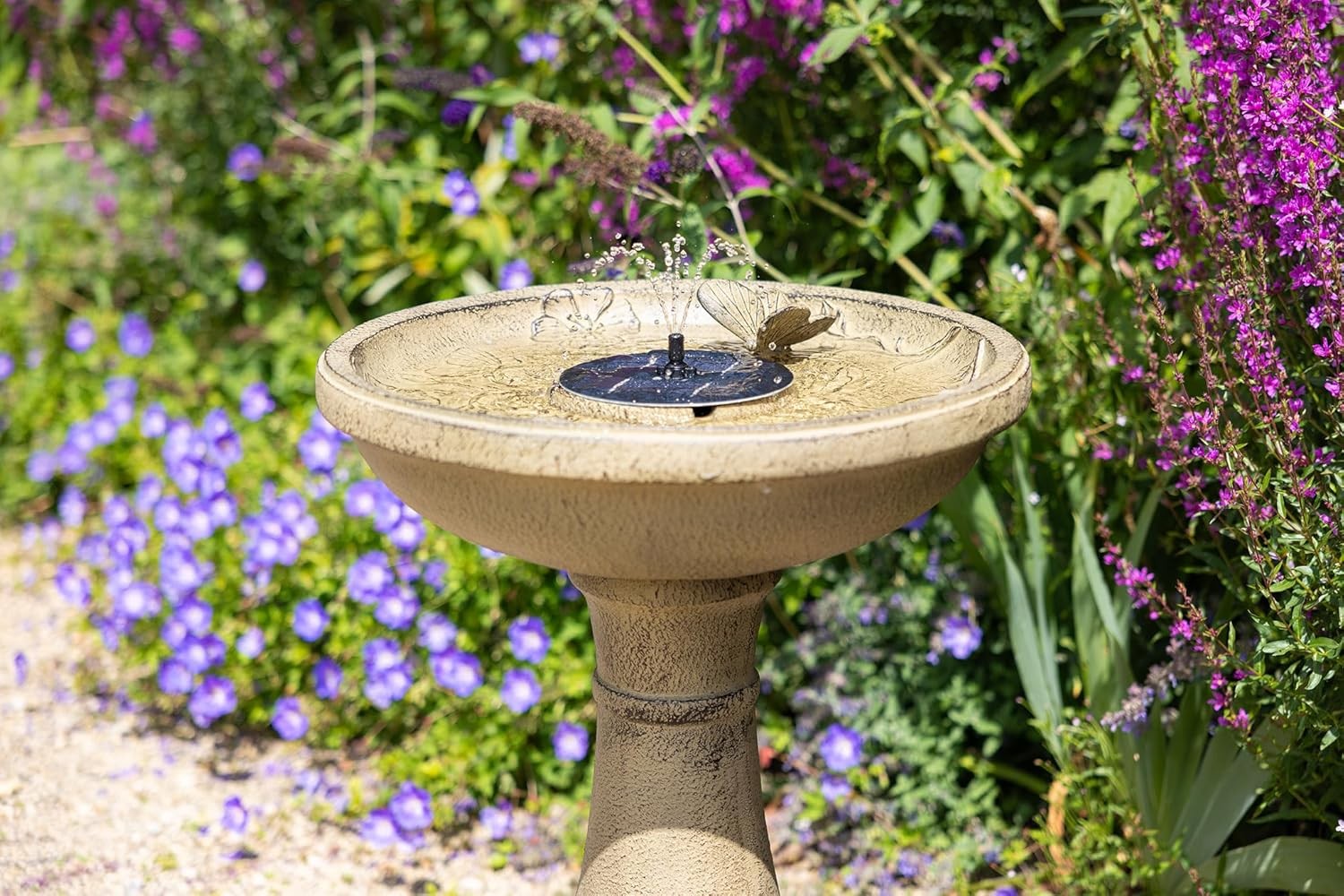 Solar Bird Bath Water Fountain 84cm | LED Light Garden Feature Feeder