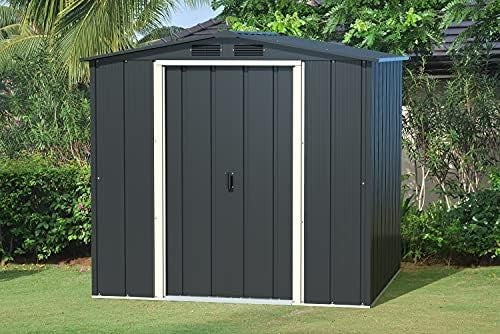 Metal Garden Storage Shed 6x6ft Waterproof Outdoor Tool & Bike Shed Anthracite