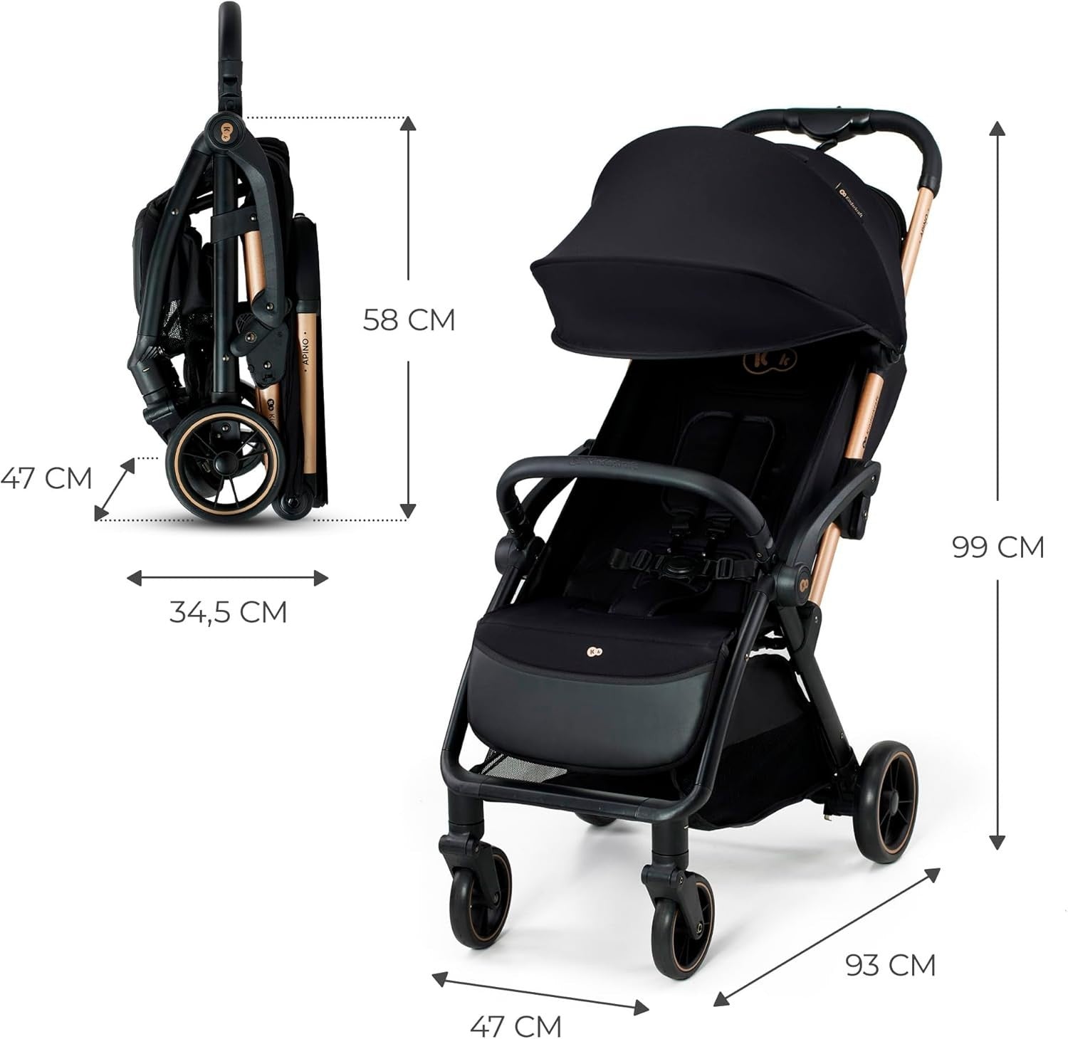 Lightweight Buggy Pushchair Newborn to 4 Years 22kg Auto Fold Black