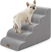 Dog Stairs for Small Dogs 5 Step Foam Pet Ramp Bed Sofa Grey