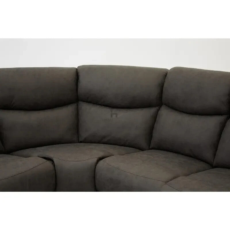 5 Seater Corner Recliner Sofa L-Shaped Grey Faux Leather Lounge Suite