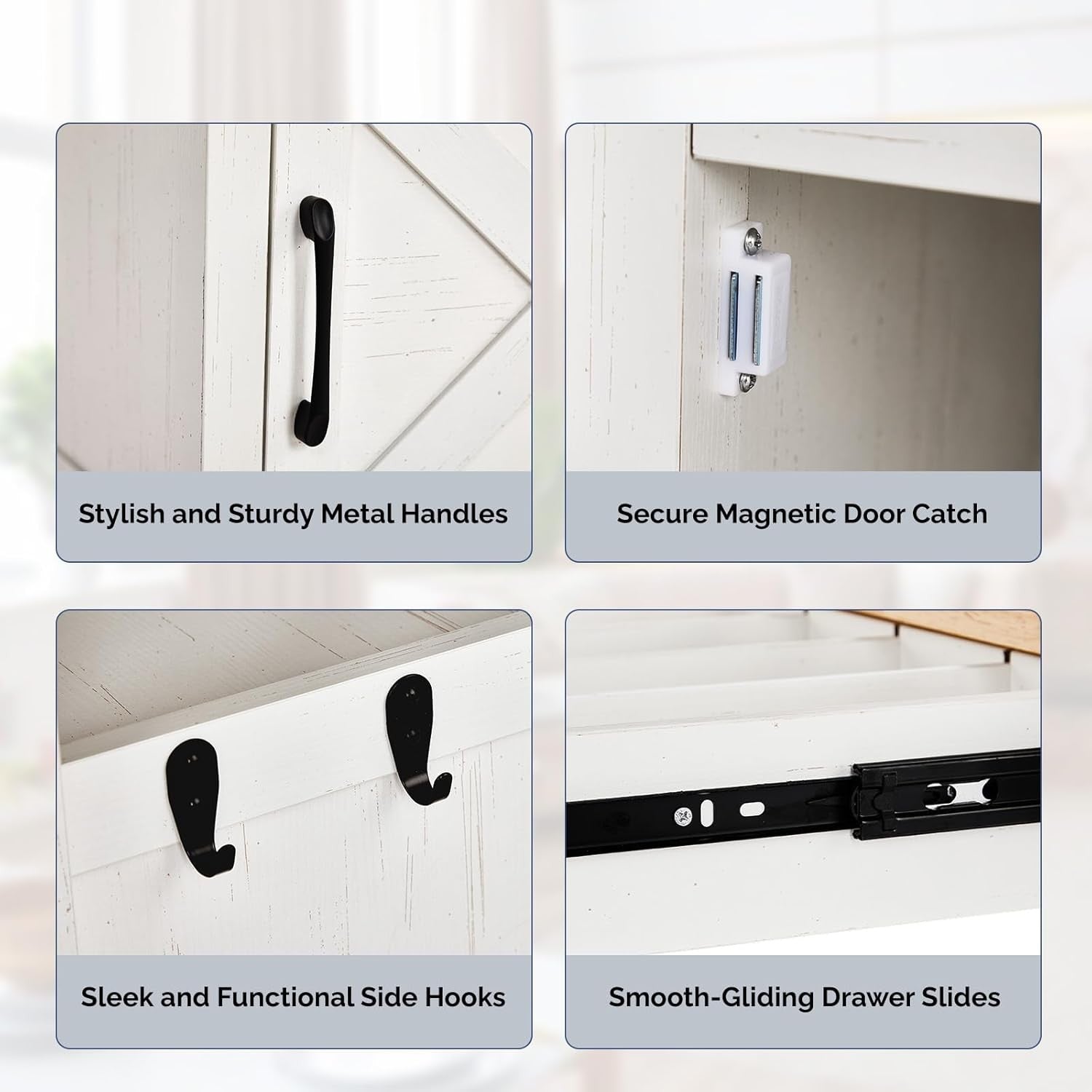 Kitchen Island Trolley on Wheels Storage Cabinet Drawer Towel Rail Black