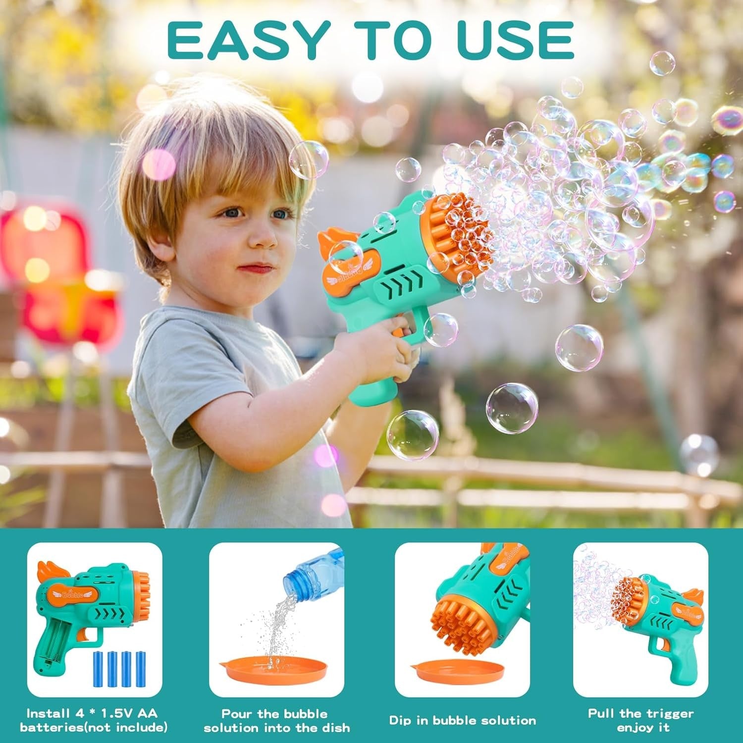 Bubble Gun 29 Hole Kids Electric Bubble Machine Silent Toy