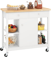 Mobile Kitchen Island Cart with Adjustable Shelves, Drawers & Lockable Wheels
