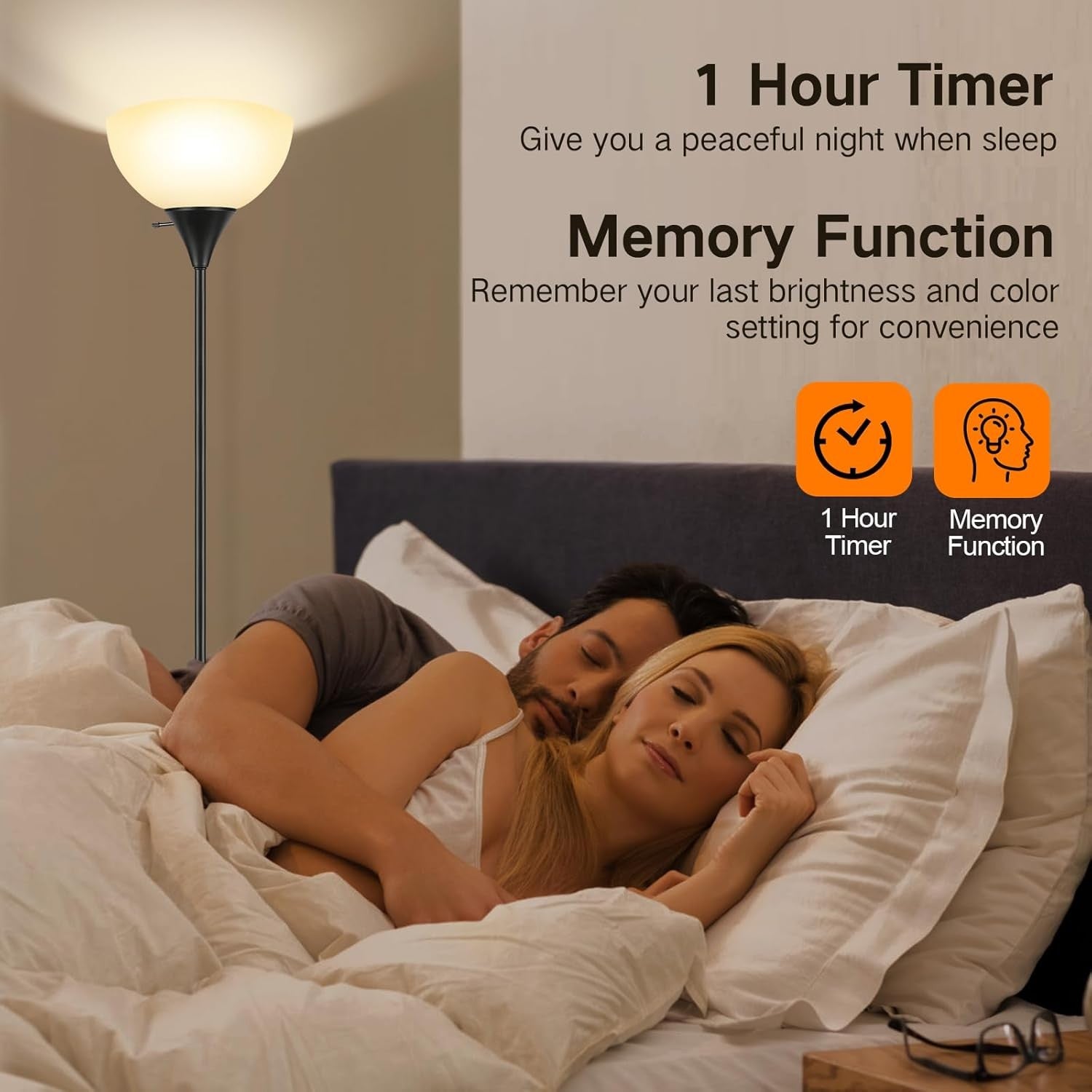 LED Uplighter Floor Lamp Remote Dimmable 3000–6000K Tall Standing Light