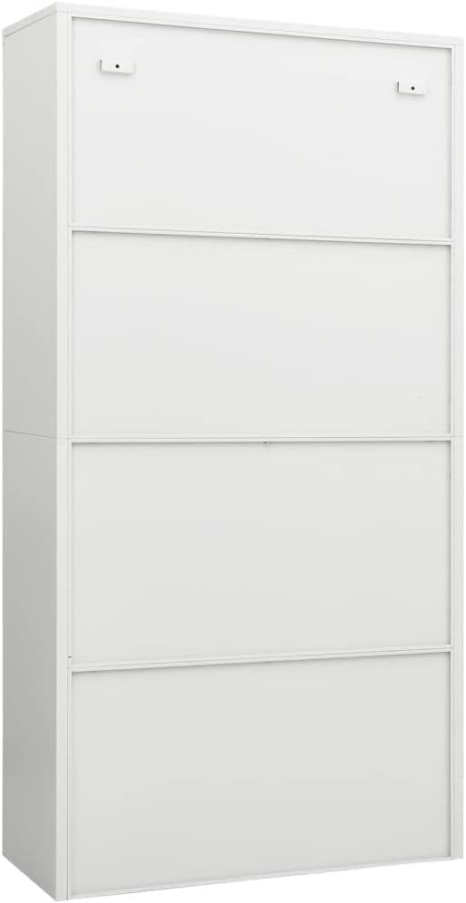Steel Storage Cabinet White 90x40x180cm Lockable 4 Shelf Office Garage