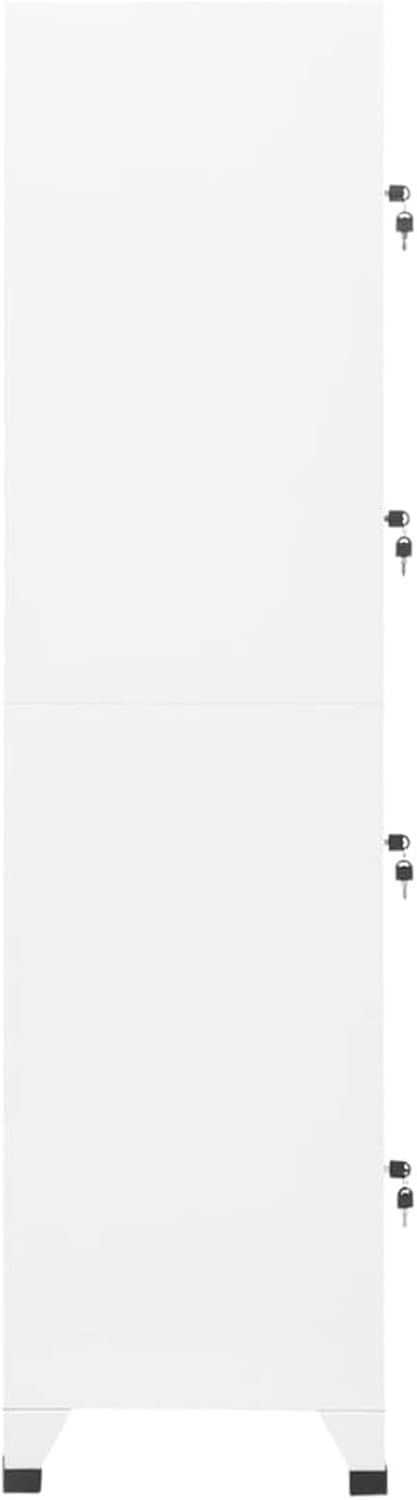 4 Door White Metal Locker Cabinet Lockable Steel Storage Cupboard Office Gym
