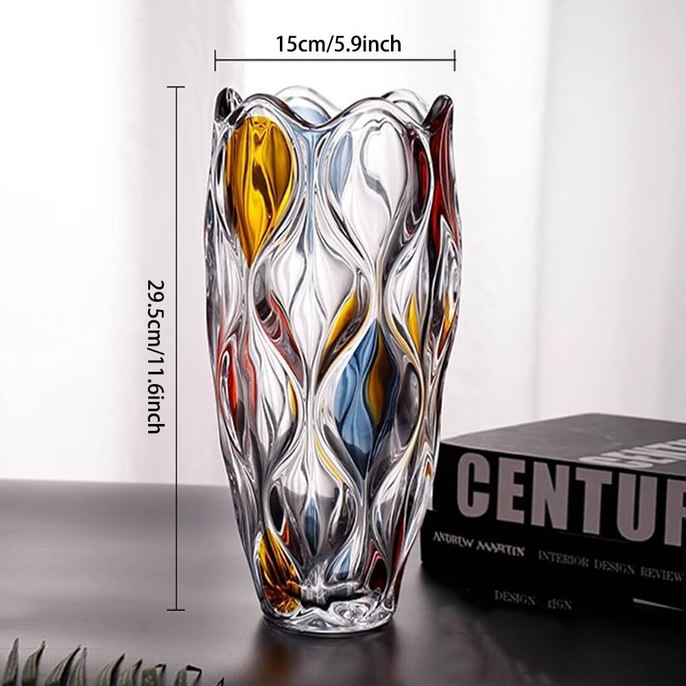 Colorful Hand Painted Glass Vase Tall Luxury Flower Vase Modern Home Decor