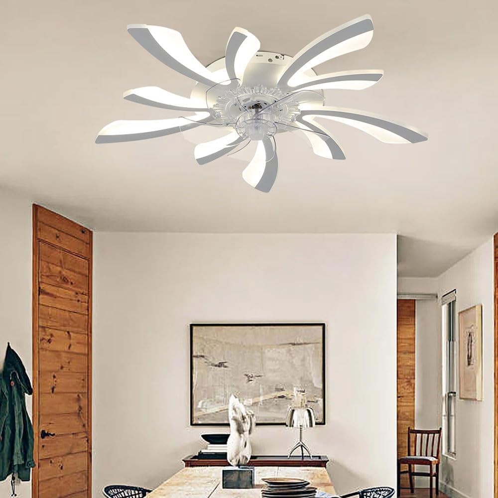 Warmiehomy 78CM Ceiling Fan with Light,50W LED,6-Speed, Reversible,Remote & App
