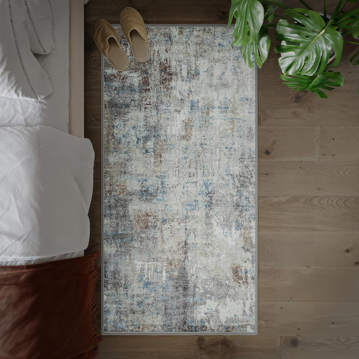 Washable Rug 80x150cm Non-Slip Soft Runner for Hallway Bedroom Atlantis Blue