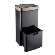 75L Dual Compartment Motion Sensor Kitchen Bin Black Copper