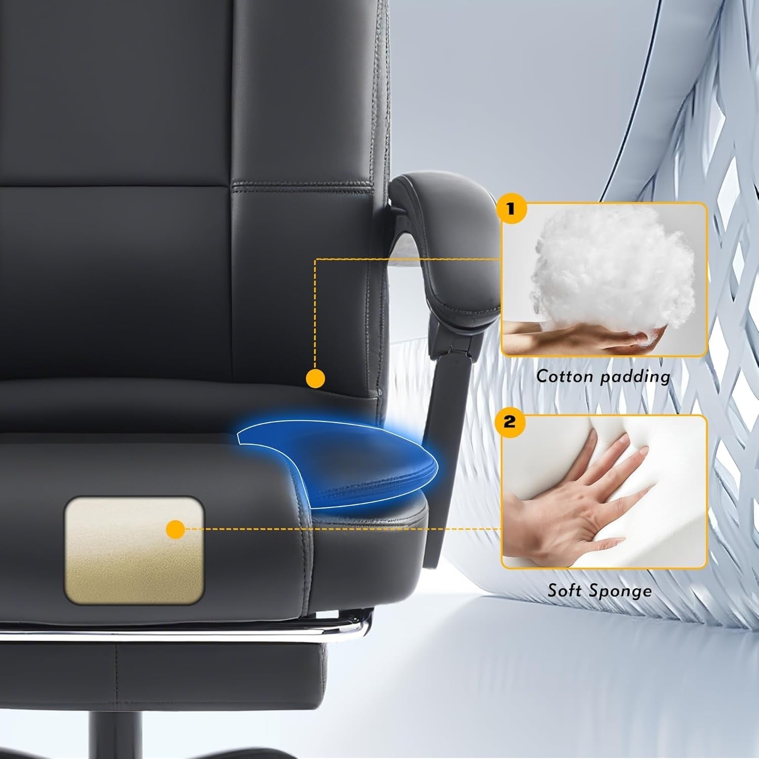 Executive Ergonomic Office Chair Tall Back Adjustable Height Leather Swivel 150K