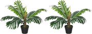 Set of 2 Artificial Palm Trees 60cm Faux Green Plants Potted Home Garden Decor