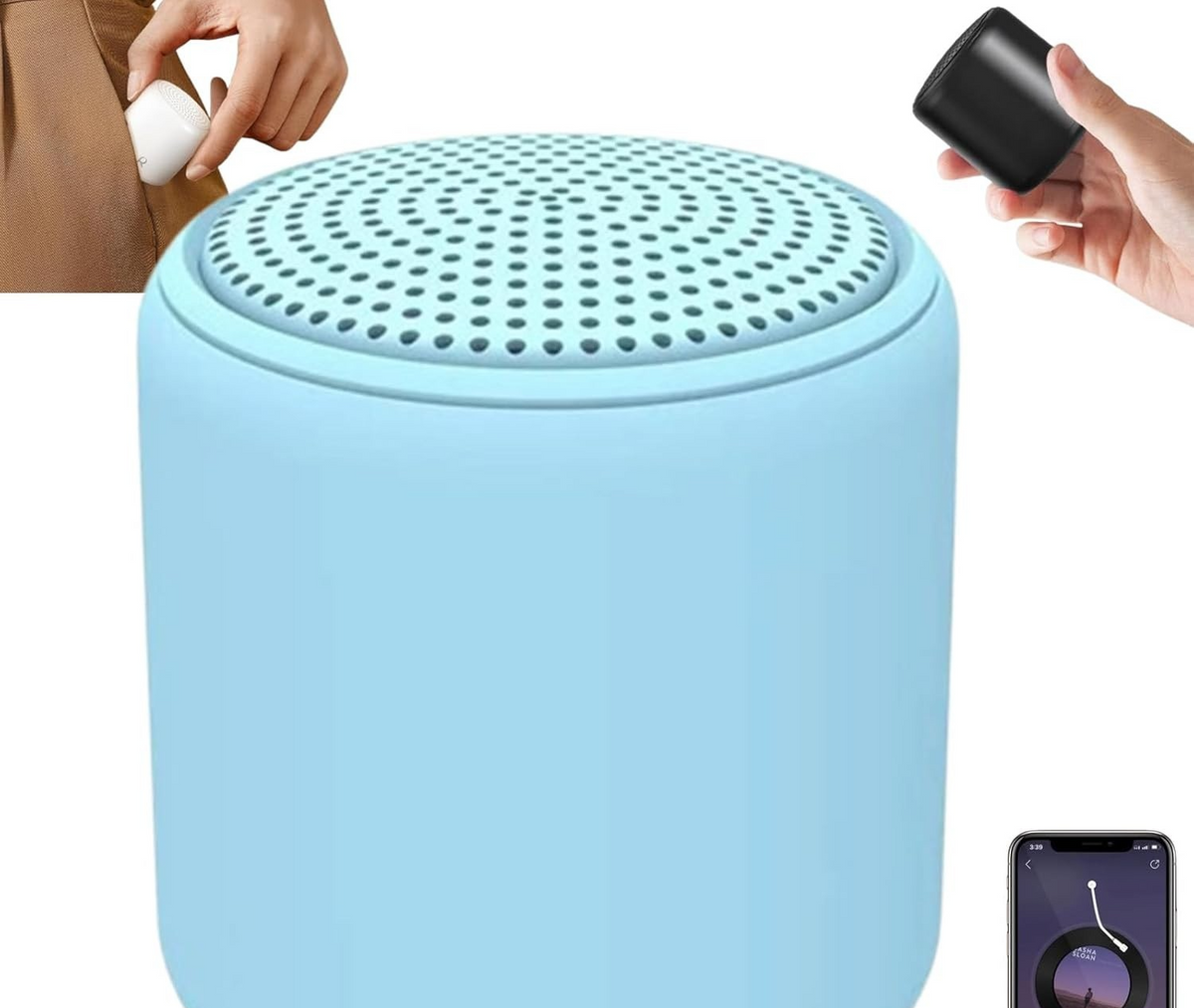 Portable White Noise Sound Machine Bluetooth Travel Speaker sky blue
