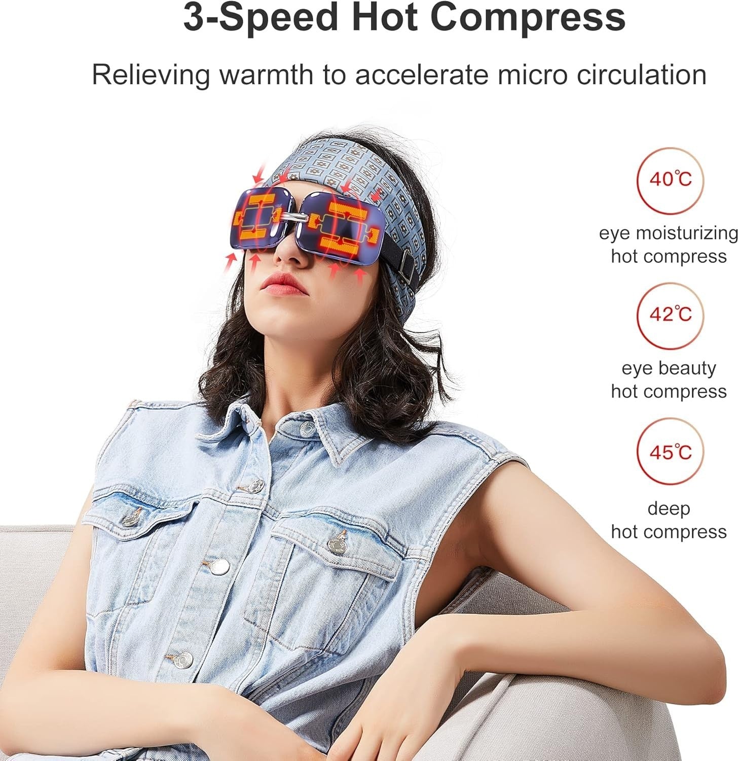Mini Heated Eye Massager 4 Modes Vibration Portable Chic