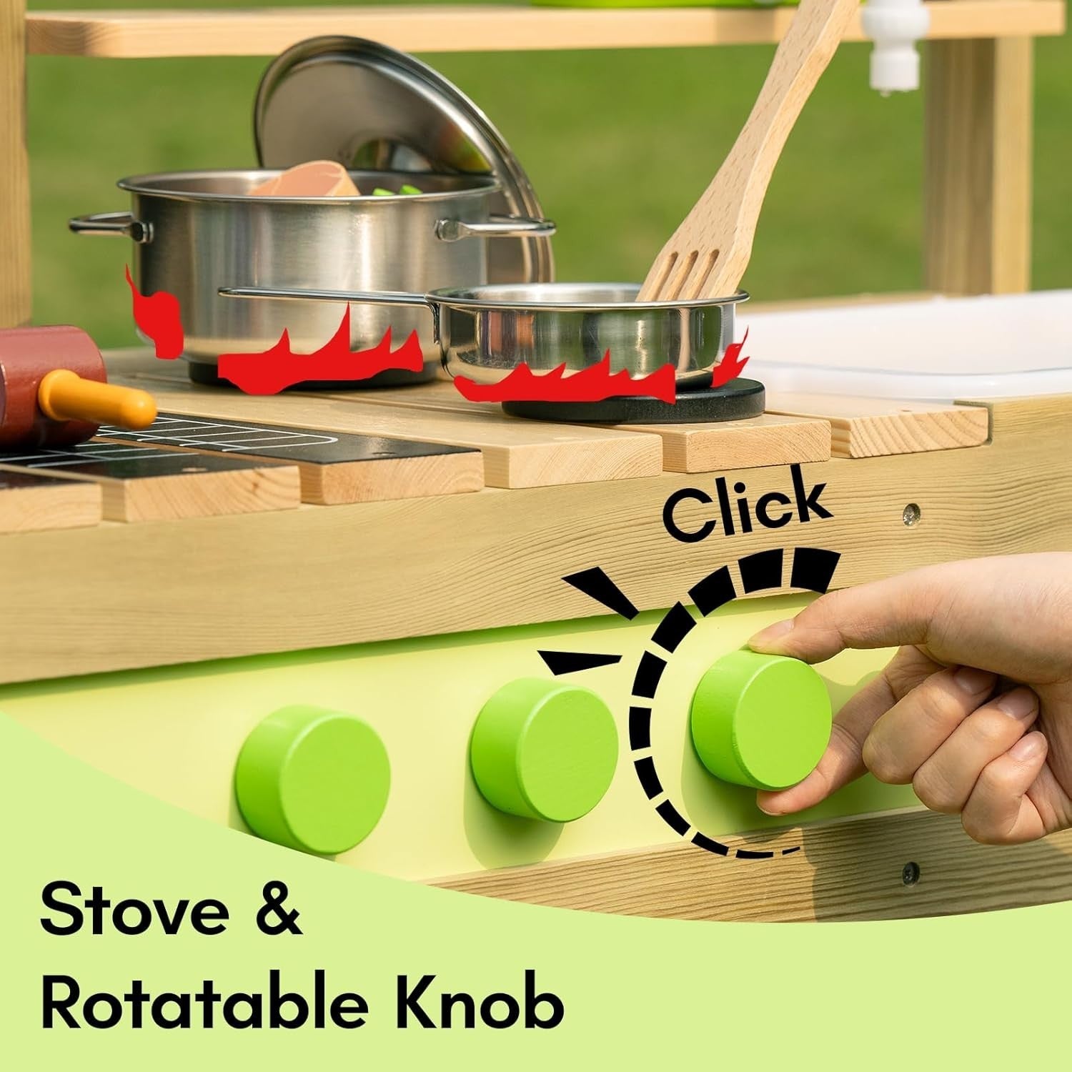 Outdoor Mud Kitchen for Kids Wooden Playset w/ Sink BBQ Toys