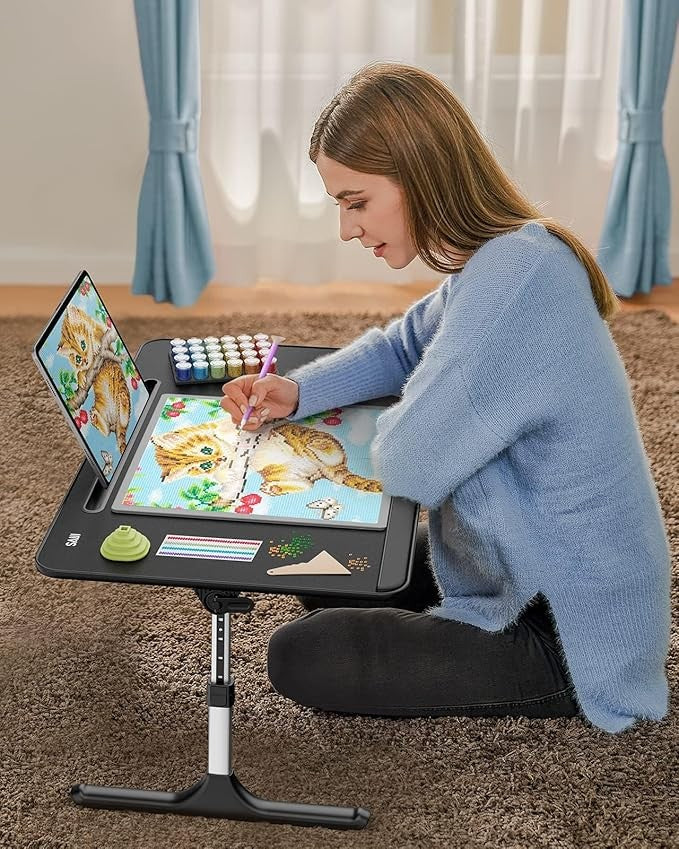XL Foldable Laptop Desk for Bed Sofa Adjustable Lap Table with Book Stand