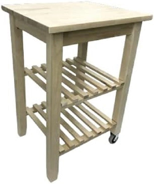 Solid Wood Kitchen Serving Trolley Storage Shelves Compact Prep Cart